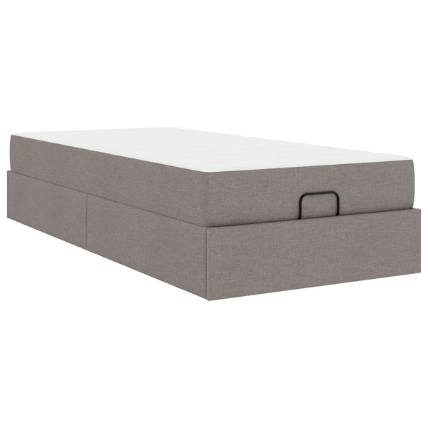 vidaXL Bed Frame with Mattress 2 pcs Taupe Fabric