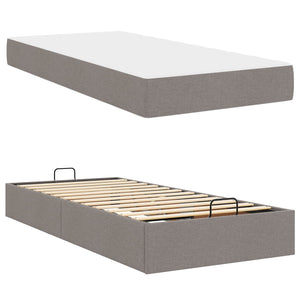 vidaXL Bed Frame with Mattress 2 pcs Taupe Fabric