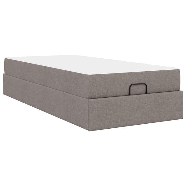 vidaXL Bed Frame with Mattress 2 pcs Taupe Fabric