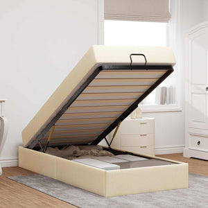 vidaXL Bed Frame with Mattress 2 pcs Cream Fabric