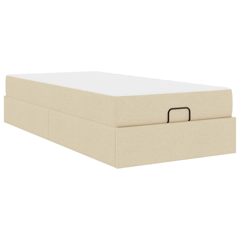 vidaXL Bed Frame with Mattress 2 pcs Cream Fabric