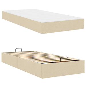 vidaXL Bed Frame with Mattress 2 pcs Cream Fabric