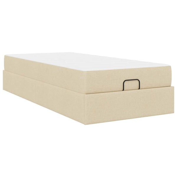 vidaXL Bed Frame with Mattress 2 pcs Cream Fabric