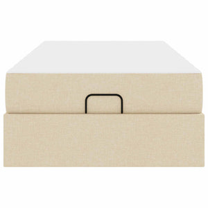 vidaXL Bed Frame with Mattress 2 pcs Cream Fabric