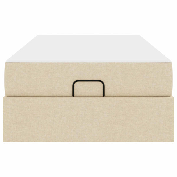 vidaXL Bed Frame with Mattress 2 pcs Cream Fabric