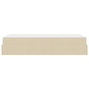 vidaXL Bed Frame with Mattress 2 pcs Cream Fabric