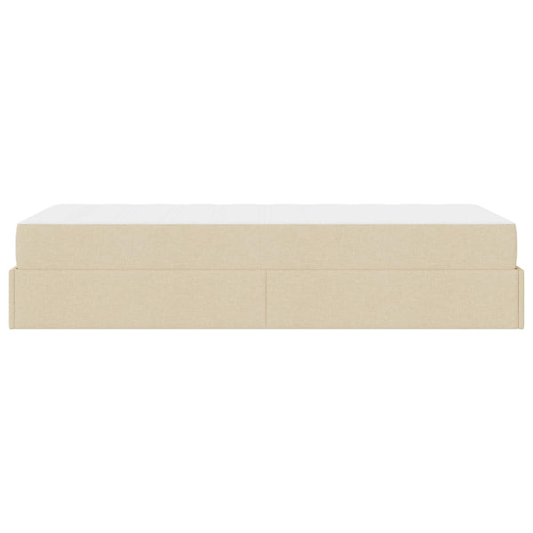 vidaXL Bed Frame with Mattress 2 pcs Cream Fabric