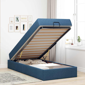 vidaXL Bed Frame with Mattress 2 pcs Blue Fabric