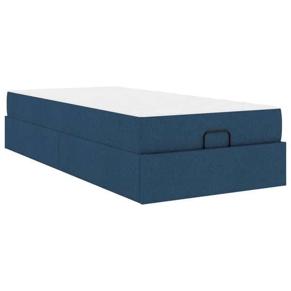 vidaXL Bed Frame with Mattress 2 pcs Blue Fabric