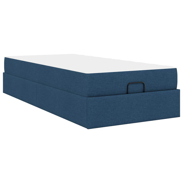 vidaXL Bed Frame with Mattress 2 pcs Blue Fabric