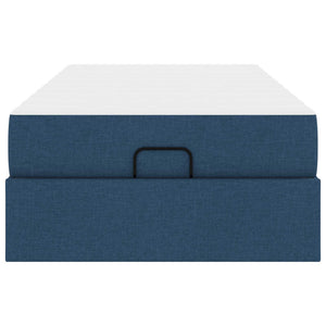 vidaXL Bed Frame with Mattress 2 pcs Blue Fabric