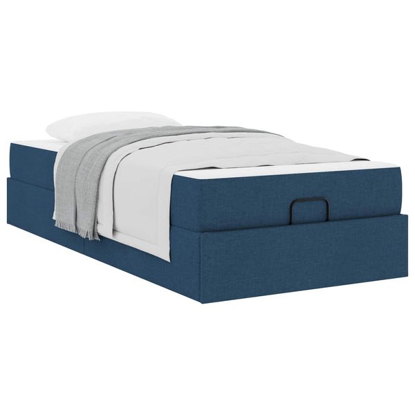 vidaXL Bed Frame with Mattress 2 pcs Blue Fabric