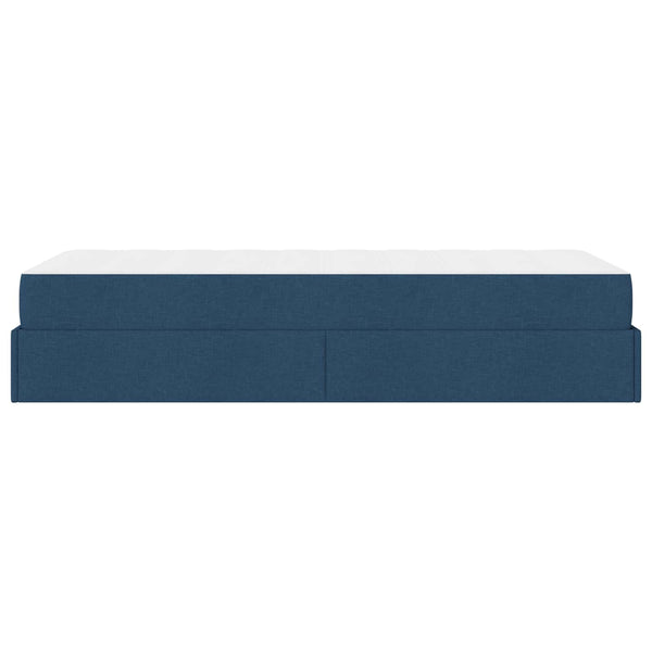 vidaXL Bed Frame with Mattress 2 pcs Blue Fabric