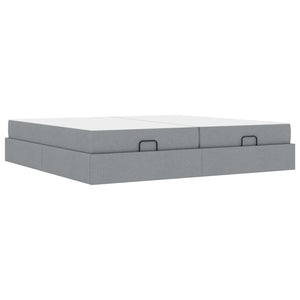 vidaXL Bed Frame with Mattress with Mattress 2 pcs Light Grey Fabric