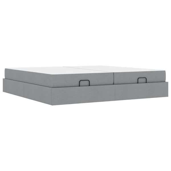 vidaXL Bed Frame with Mattress with Mattress 2 pcs Light Grey Fabric