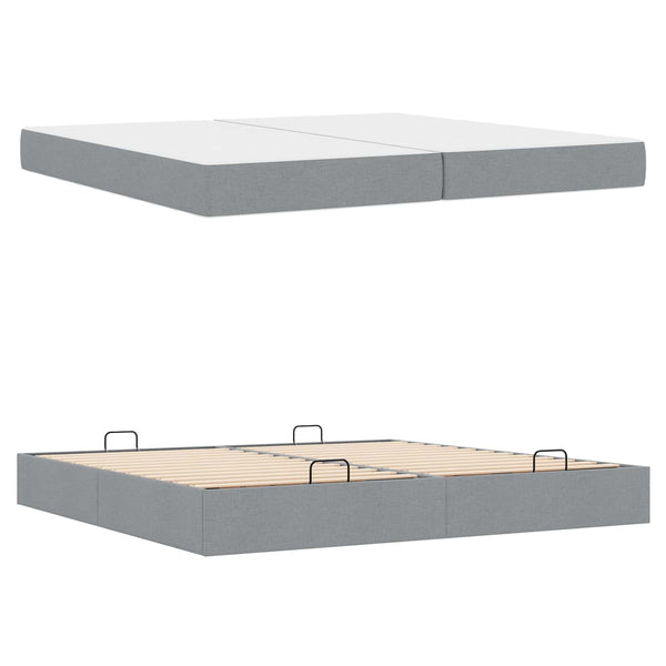 vidaXL Bed Frame with Mattress with Mattress 2 pcs Light Grey Fabric