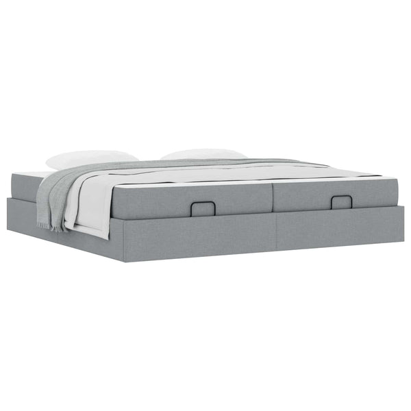 vidaXL Bed Frame with Mattress with Mattress 2 pcs Light Grey Fabric