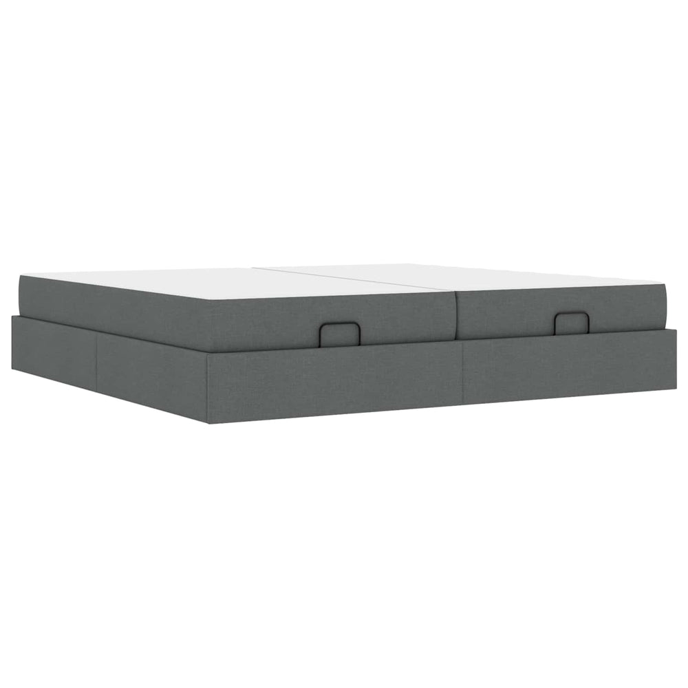 vidaXL Bed Frame with Mattress 2 pcs Dark Grey Fabric