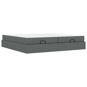 vidaXL Bed Frame with Mattress 2 pcs Dark Grey Fabric