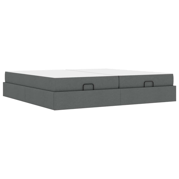 vidaXL Bed Frame with Mattress 2 pcs Dark Grey Fabric