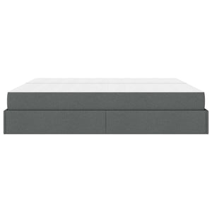 vidaXL Bed Frame with Mattress 2 pcs Dark Grey Fabric