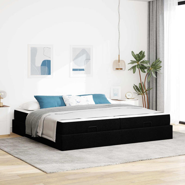 vidaXL Bed Frame with Mattress with Mattress 2 pcs Black Fabric
