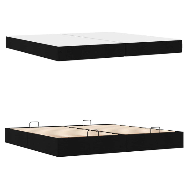 vidaXL Bed Frame with Mattress with Mattress 2 pcs Black Fabric