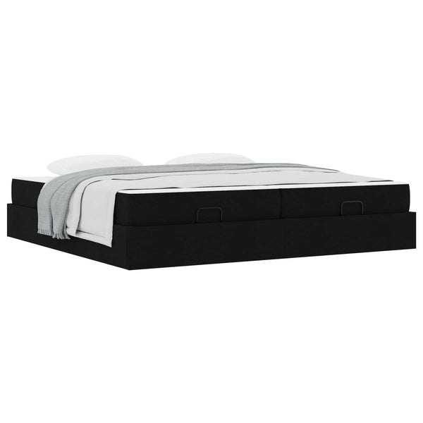 vidaXL Bed Frame with Mattress with Mattress 2 pcs Black Fabric