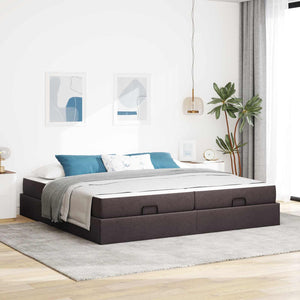 vidaXL Bed Frame with Mattress with Mattress 2 pcs Light Brown Fabric