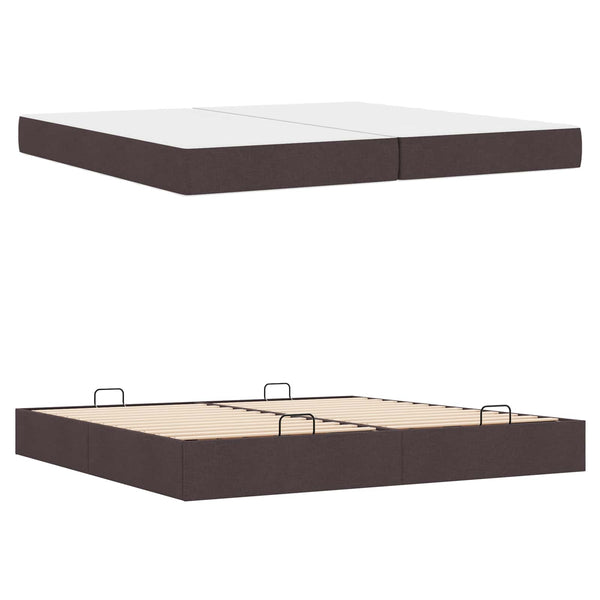 vidaXL Bed Frame with Mattress with Mattress 2 pcs Light Brown Fabric