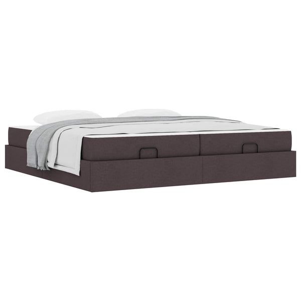 vidaXL Bed Frame with Mattress with Mattress 2 pcs Light Brown Fabric