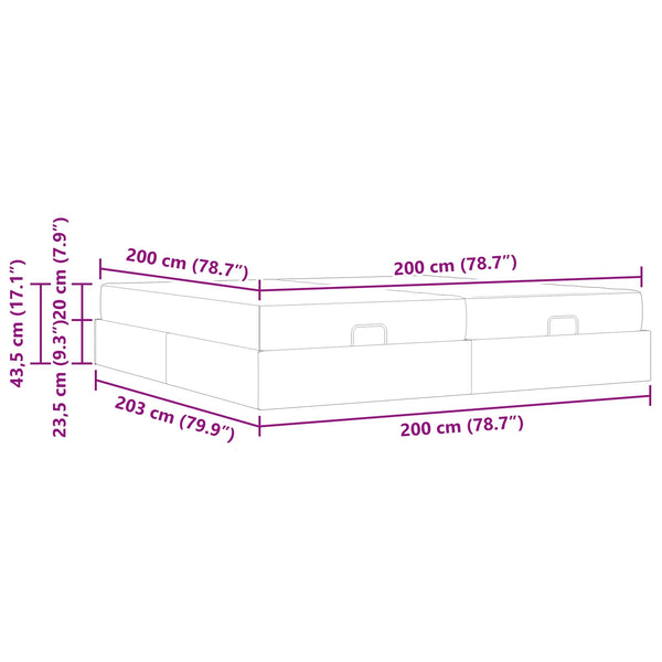 vidaXL Bed Frame with Mattress with Mattress 2 pcs Light Brown Fabric