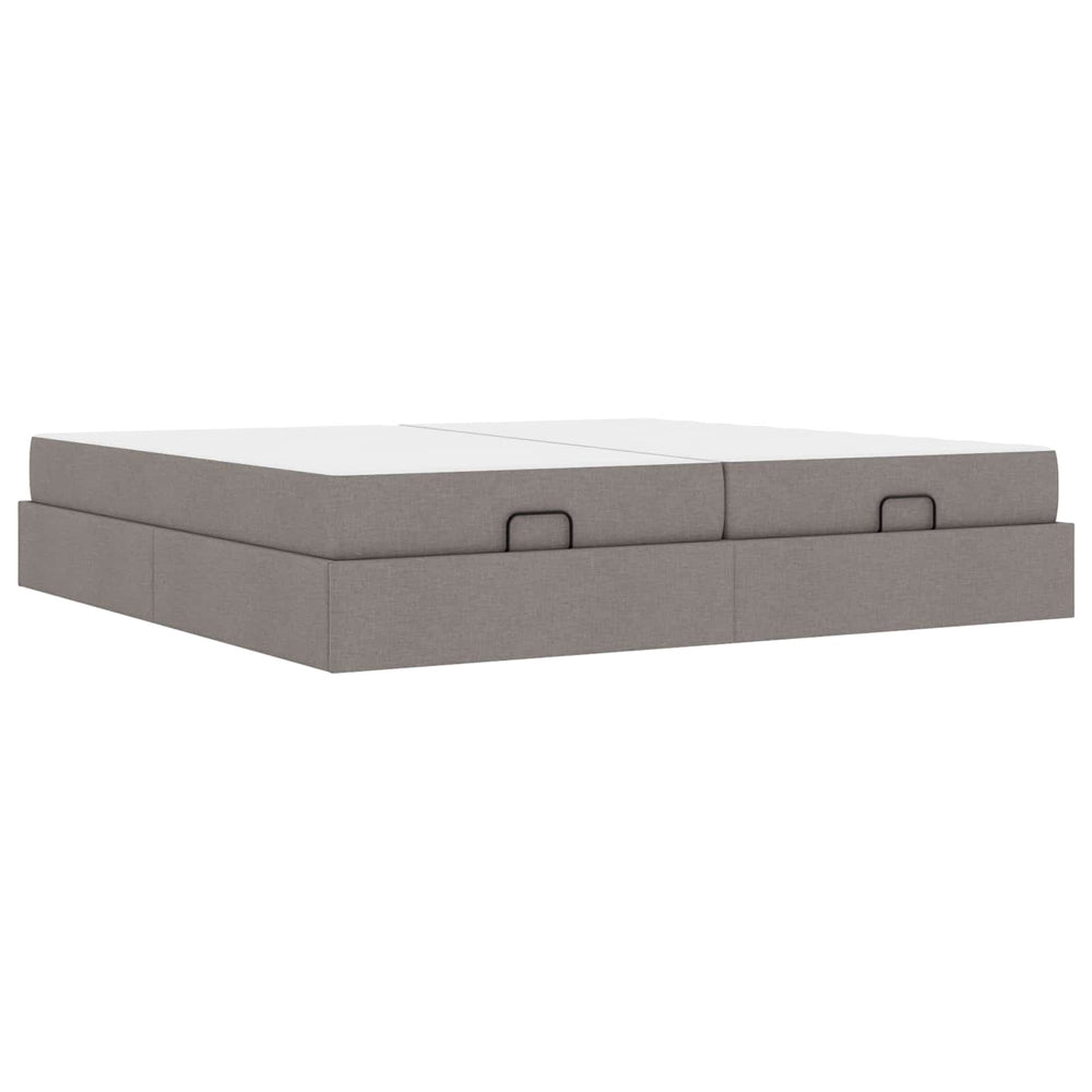 vidaXL Bed Frame with Mattress with Mattress 2 pcs Taupe Fabric