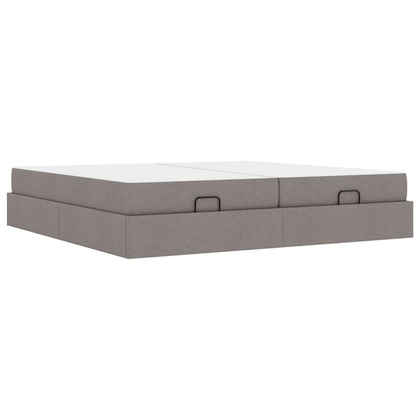 vidaXL Bed Frame with Mattress with Mattress 2 pcs Taupe Fabric