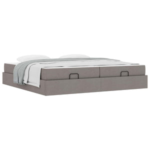vidaXL Bed Frame with Mattress with Mattress 2 pcs Taupe Fabric