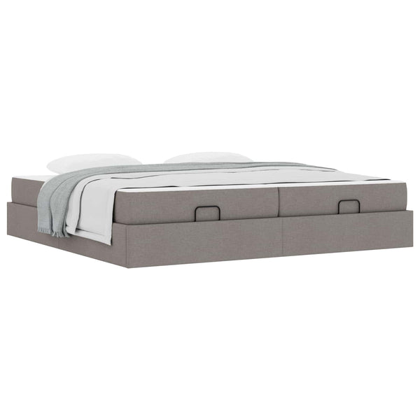 vidaXL Bed Frame with Mattress with Mattress 2 pcs Taupe Fabric