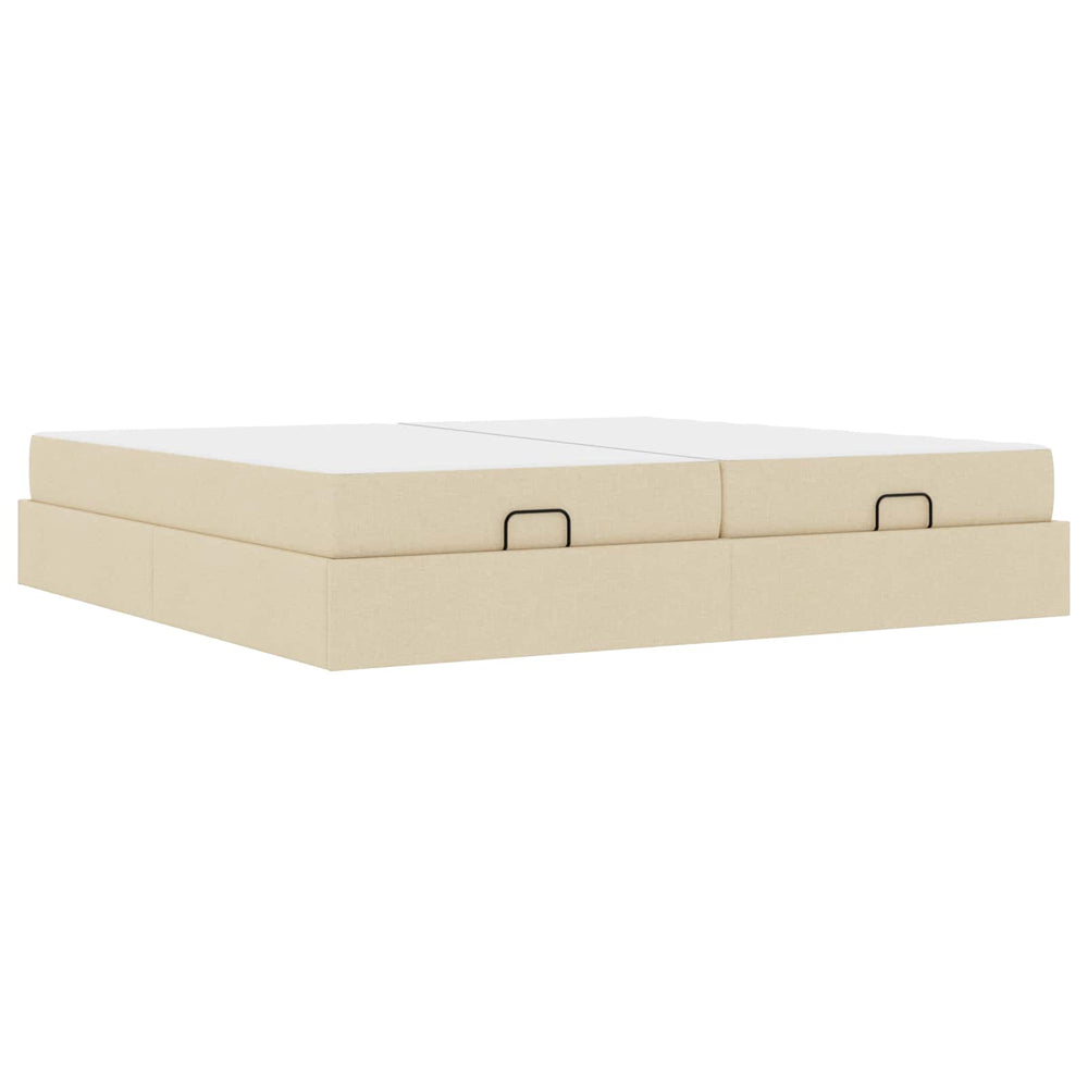 vidaXL Bed Frame with Mattress with Mattress 2 pcs Cream Fabric