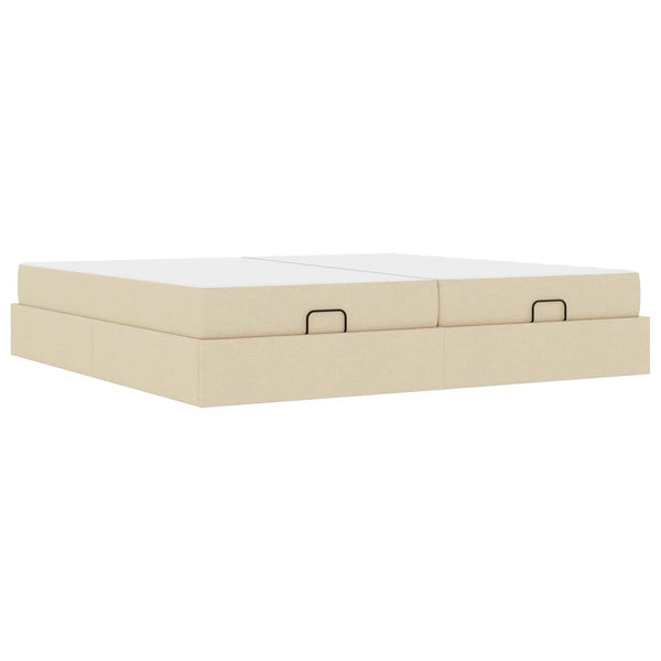 vidaXL Bed Frame with Mattress with Mattress 2 pcs Cream Fabric