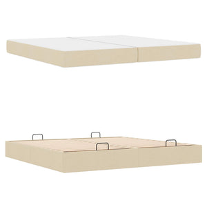 vidaXL Bed Frame with Mattress with Mattress 2 pcs Cream Fabric