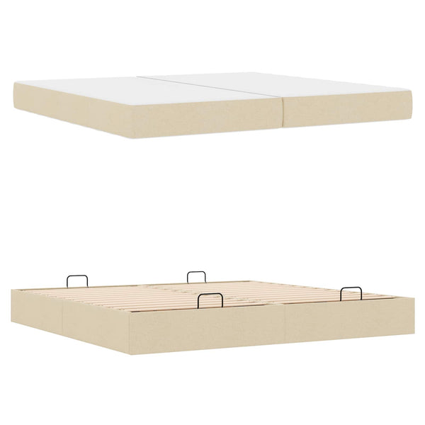 vidaXL Bed Frame with Mattress with Mattress 2 pcs Cream Fabric