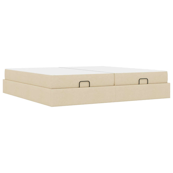 vidaXL Bed Frame with Mattress with Mattress 2 pcs Cream Fabric
