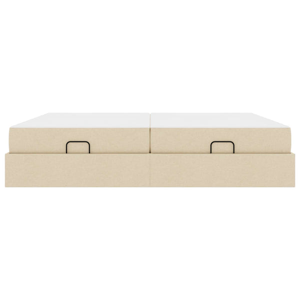 vidaXL Bed Frame with Mattress with Mattress 2 pcs Cream Fabric
