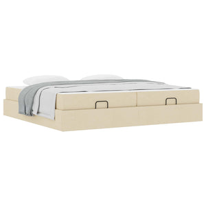 vidaXL Bed Frame with Mattress with Mattress 2 pcs Cream Fabric