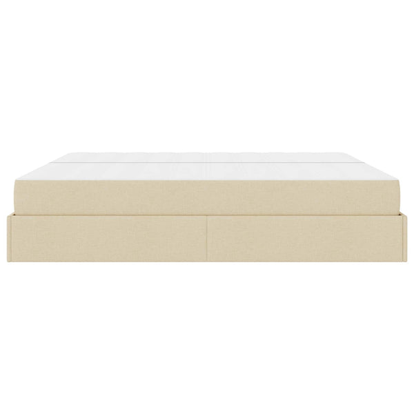 vidaXL Bed Frame with Mattress with Mattress 2 pcs Cream Fabric