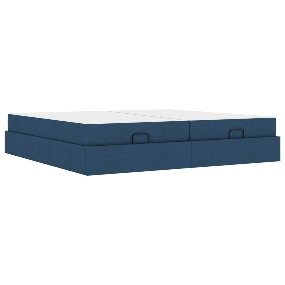 vidaXL Bed Frame with Mattress with Mattress 2 pcs Blue Fabric