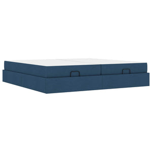 vidaXL Bed Frame with Mattress with Mattress 2 pcs Blue Fabric