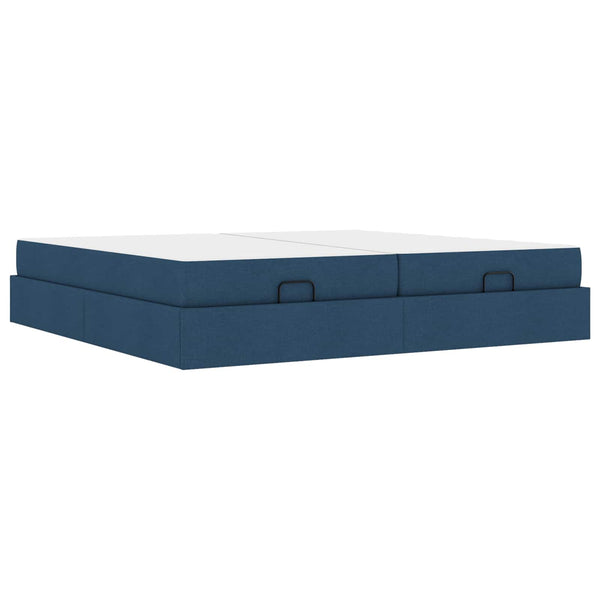 vidaXL Bed Frame with Mattress with Mattress 2 pcs Blue Fabric