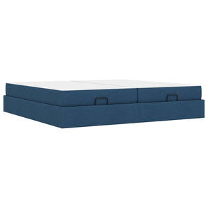 vidaXL Bed Frame with Mattress with Mattress 2 pcs Blue Fabric