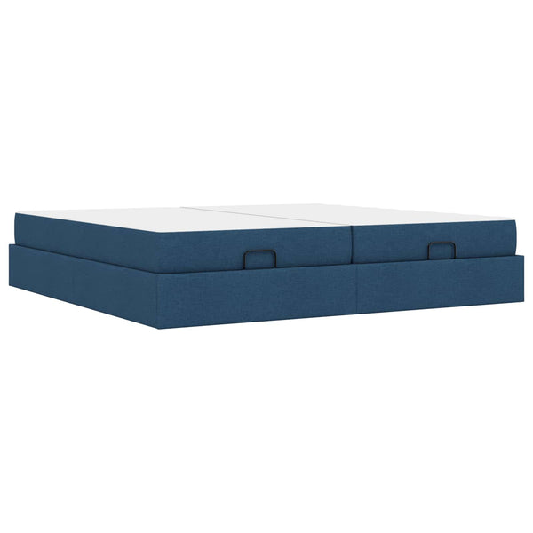 vidaXL Bed Frame with Mattress with Mattress 2 pcs Blue Fabric