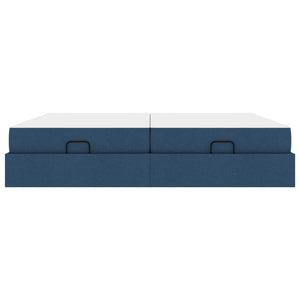 vidaXL Bed Frame with Mattress with Mattress 2 pcs Blue Fabric